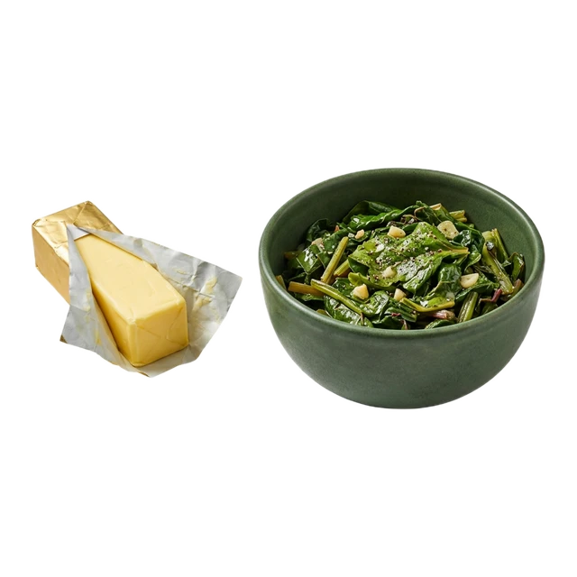 Beet greens, cooked, made with margarine