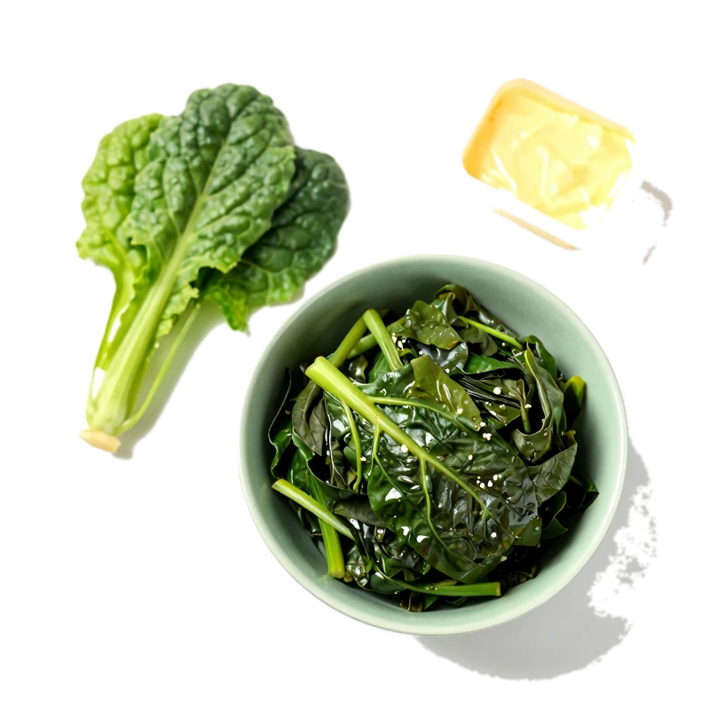 Collards, cooked, from canned, made with margarine