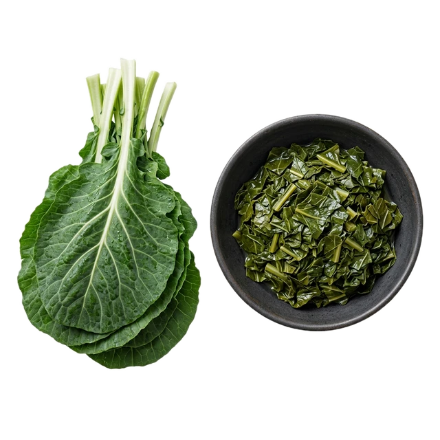 Collards, cooked, NS as to form, fat not added in cooking