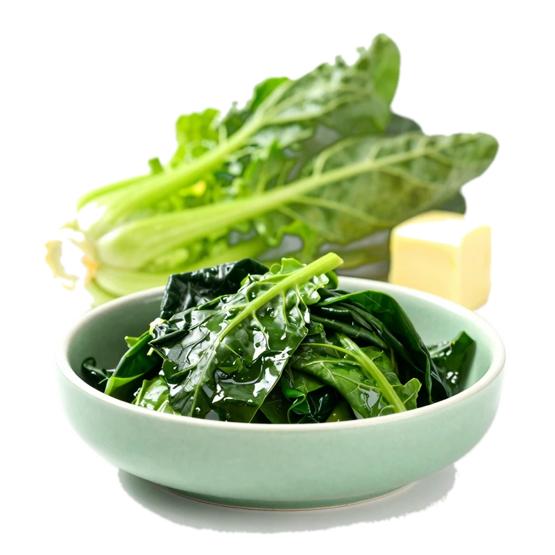 Collards, cooked, NS as to form, made with margarine