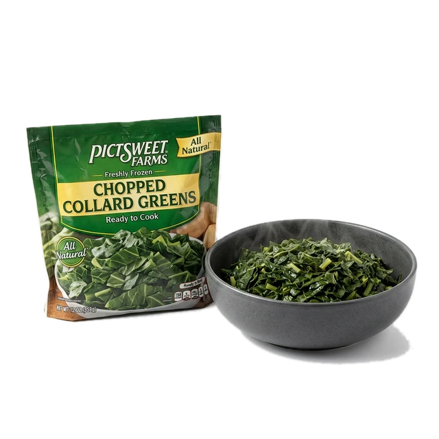 Collards, frozen, cooked, no added fat