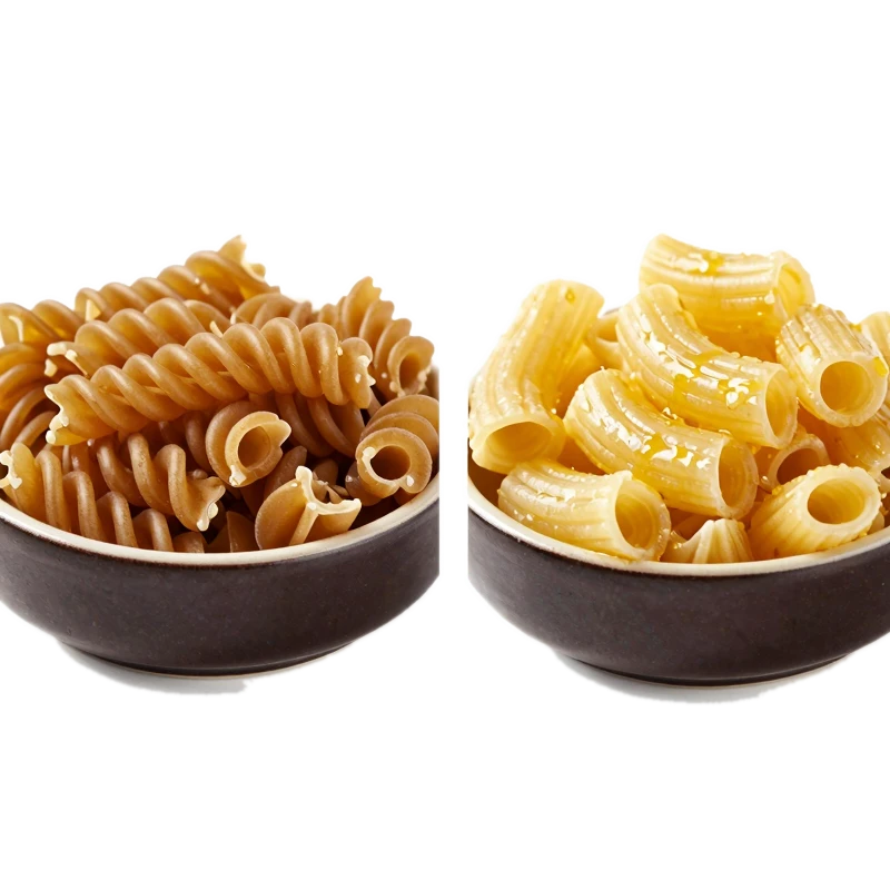 Macaroni, whole wheat, cooked, fat added in cooking