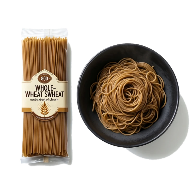 Noodles, cooked, whole wheat, fat not added in cooking